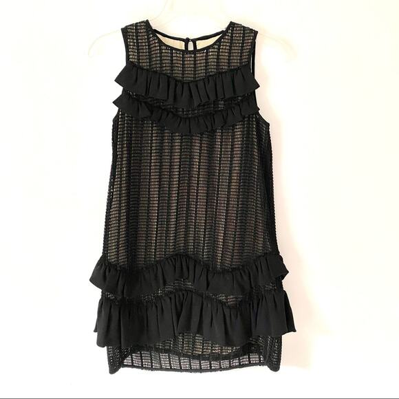 3.1 Philip Lim Black Frill Ruffle Lace Sleeveless Mini Dress size 0 - Picture 1 of 7